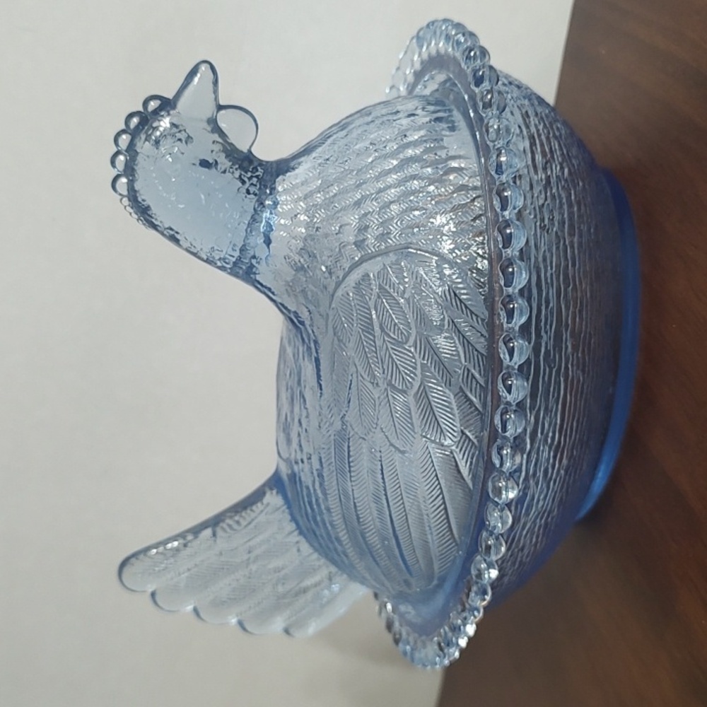 Famous Blue Indiana Glass NESTING Chicken Hen on Nest Lidded Bowl Trending Lrg